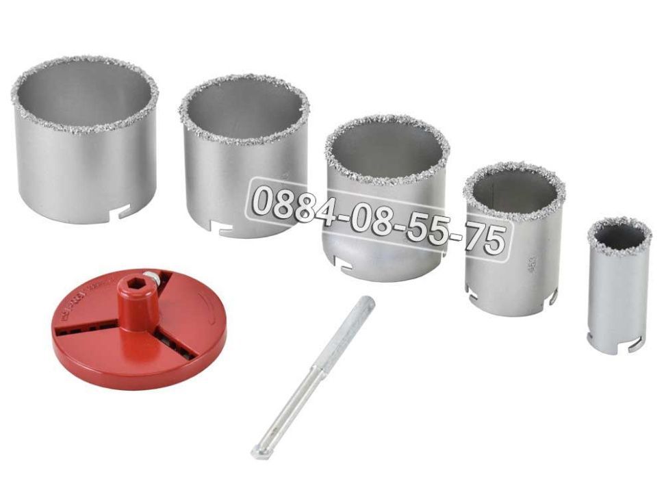 Боркорони комплект за керамични плочки ф33-83мм 7 части, RAIDER 157714