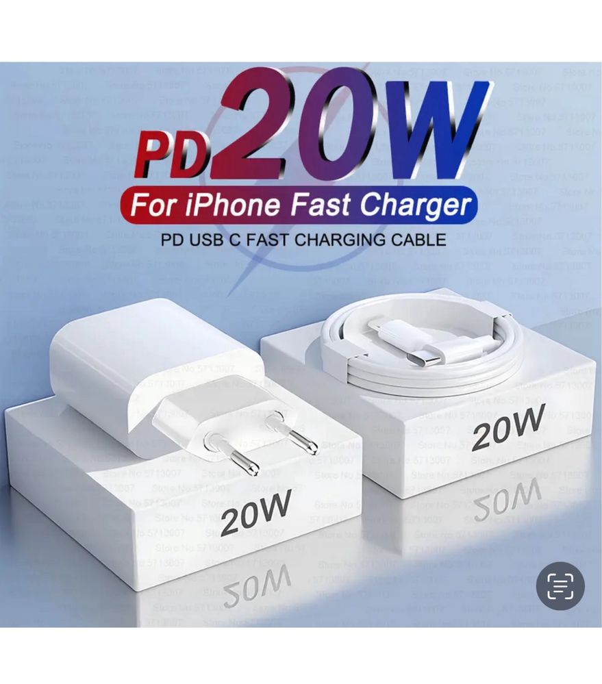 Iphone 14/15/16/PLUS/PRO/MAX Incarcator Priza + Cablu Fast Charger 20W