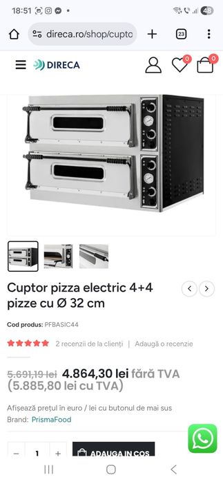 Cuptor pizza prisma food 4+4 de 32 cm golosit din august