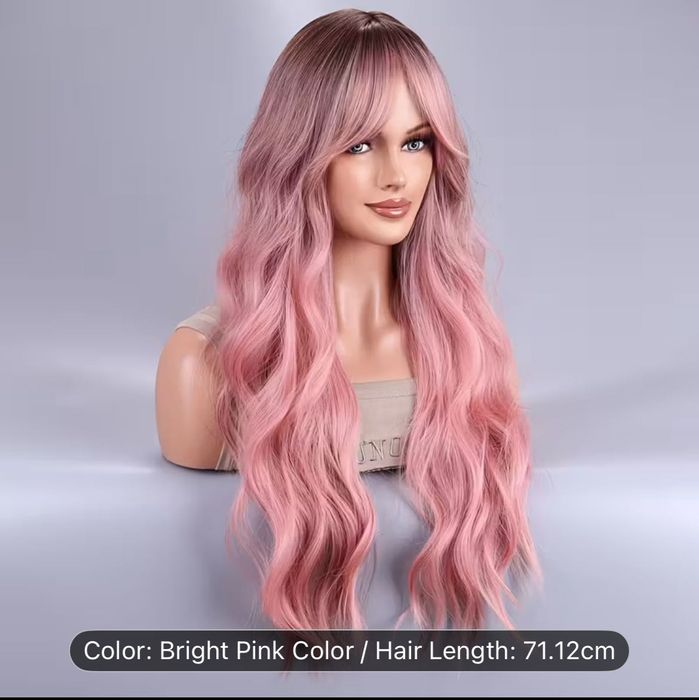 Дълга розова перука