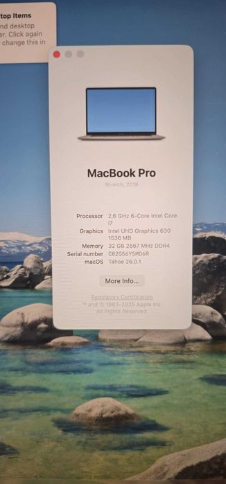 MacBook Pro 16" i7 2.6ghz 32GB RAM AMD Radeon Pro 5300m 4GB  512GB SSD