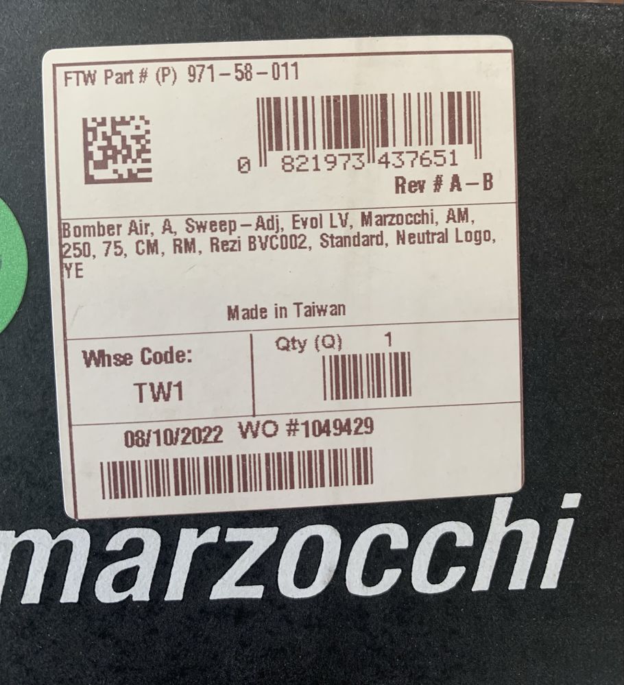 Marzocchi Bomber Air 250/75