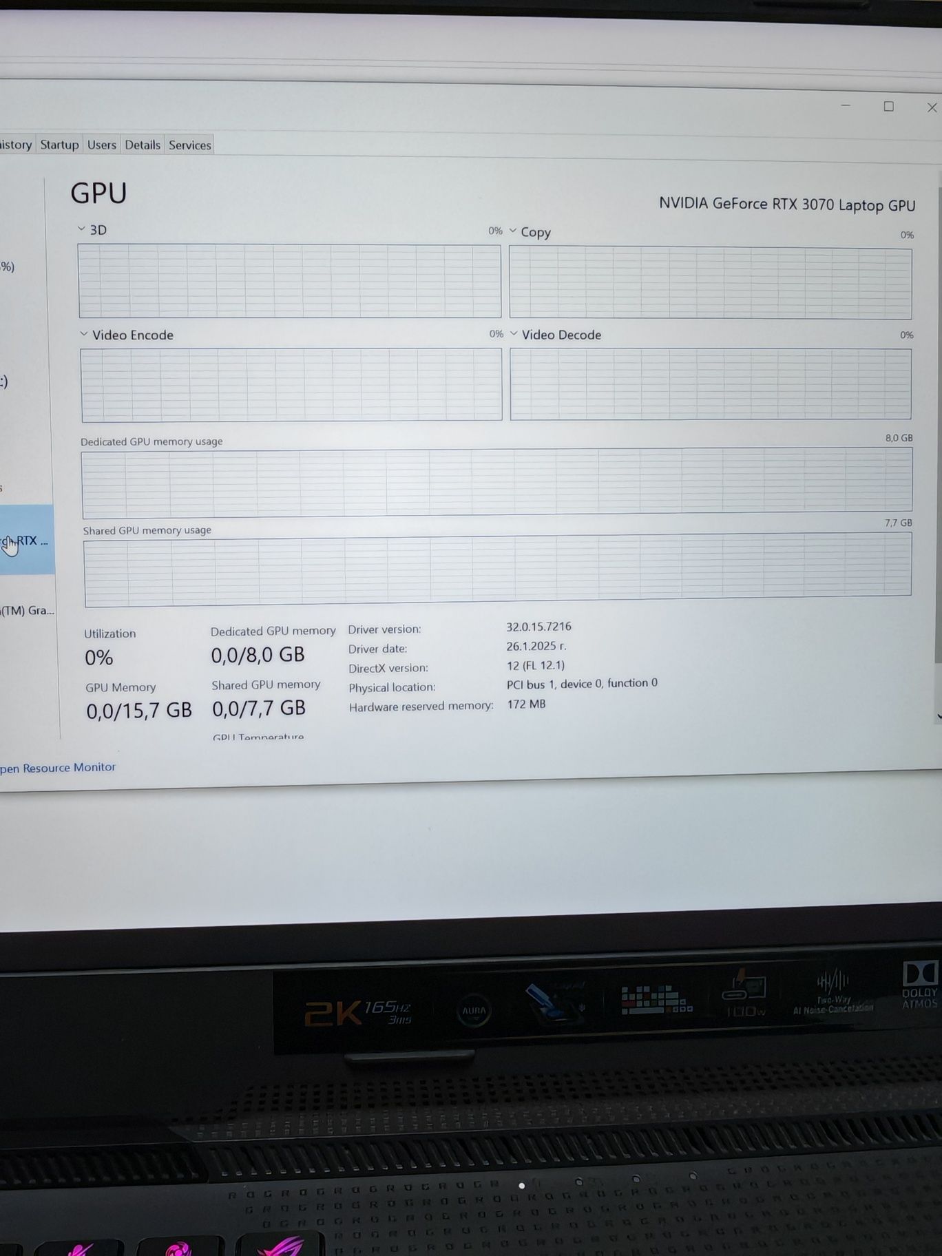 Asus ROG Strix g15 RTX 3070 8gb GDDR6