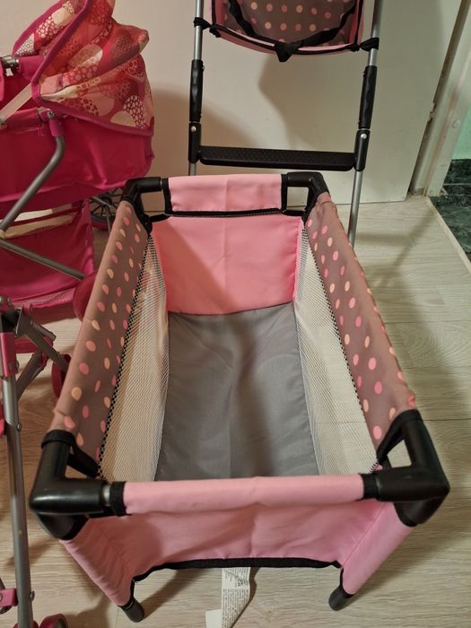 Колички за кукли, легло и столче за хранене