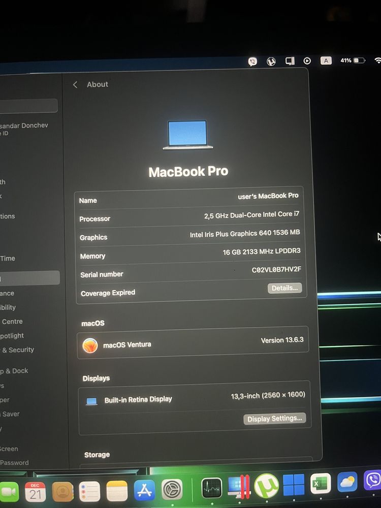 Macbook Pro 13,3 inch 2017 i7 16GB RAM 512 GB SSD