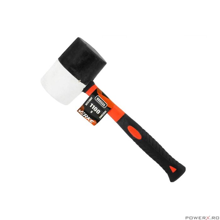 Ciocan din cauciuc cu maner din fibra de sticla, cap rotund 1100 g,