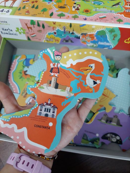 Trefl Puzzle educational Harta Romaniei 44 piese mari, 4-6 ani
