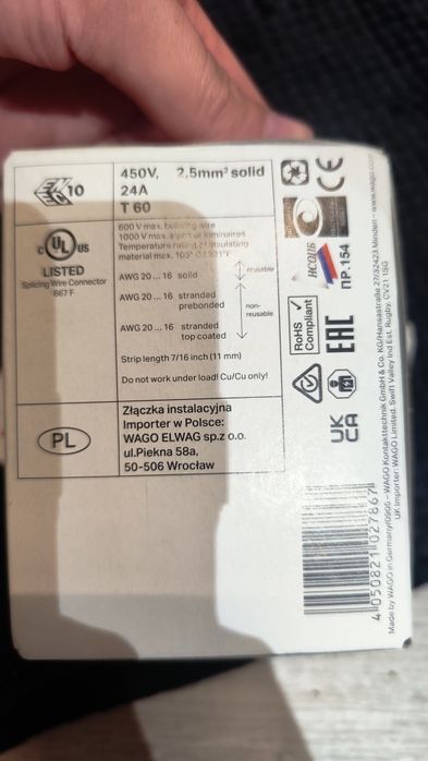 НОВИ ЦЕНИ Wago Ваго клеми ,дюбел за плосък кабел ТМТ , черен дюбел ТМТ