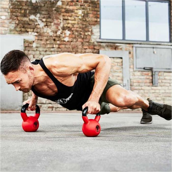 Kettlebell de fier, cu înveliș de cauciuc - 32 KG