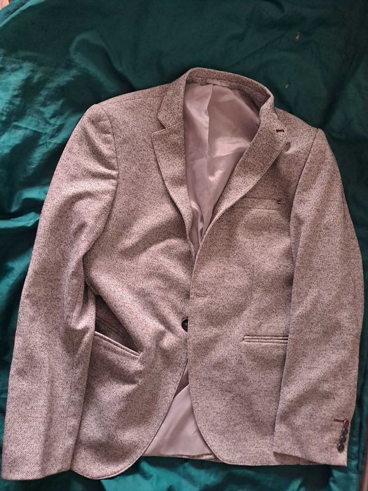 Costum barbati h&m gri cu picatele slim fit elegant