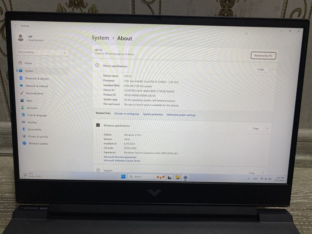 Kuchli Gaming Noutbuk — HP Victus. i5-12450H(12- avlod) 8/512gb xotira