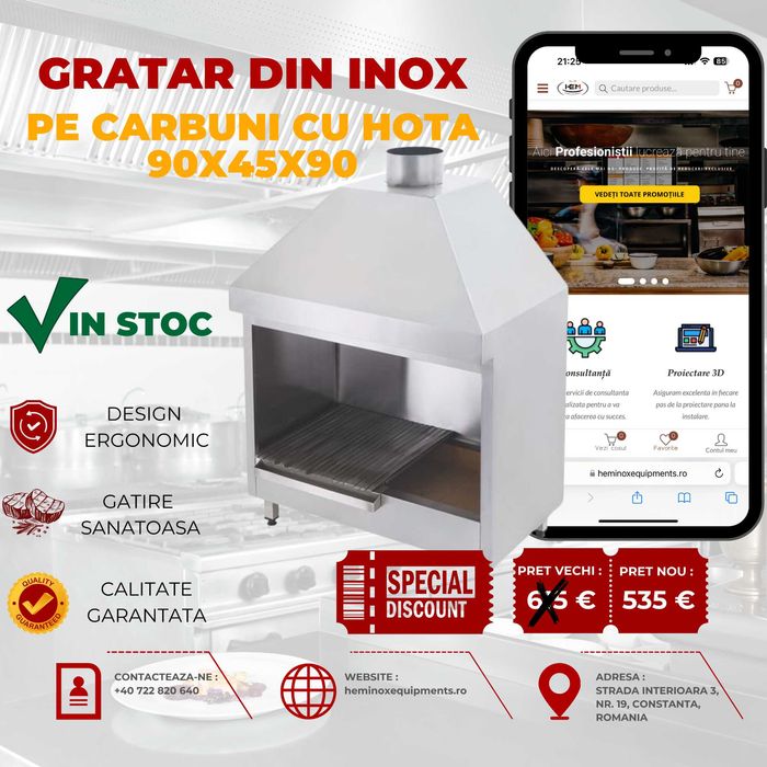 Gratar Inox Pe Carbuni Cu Hota In Stoc
