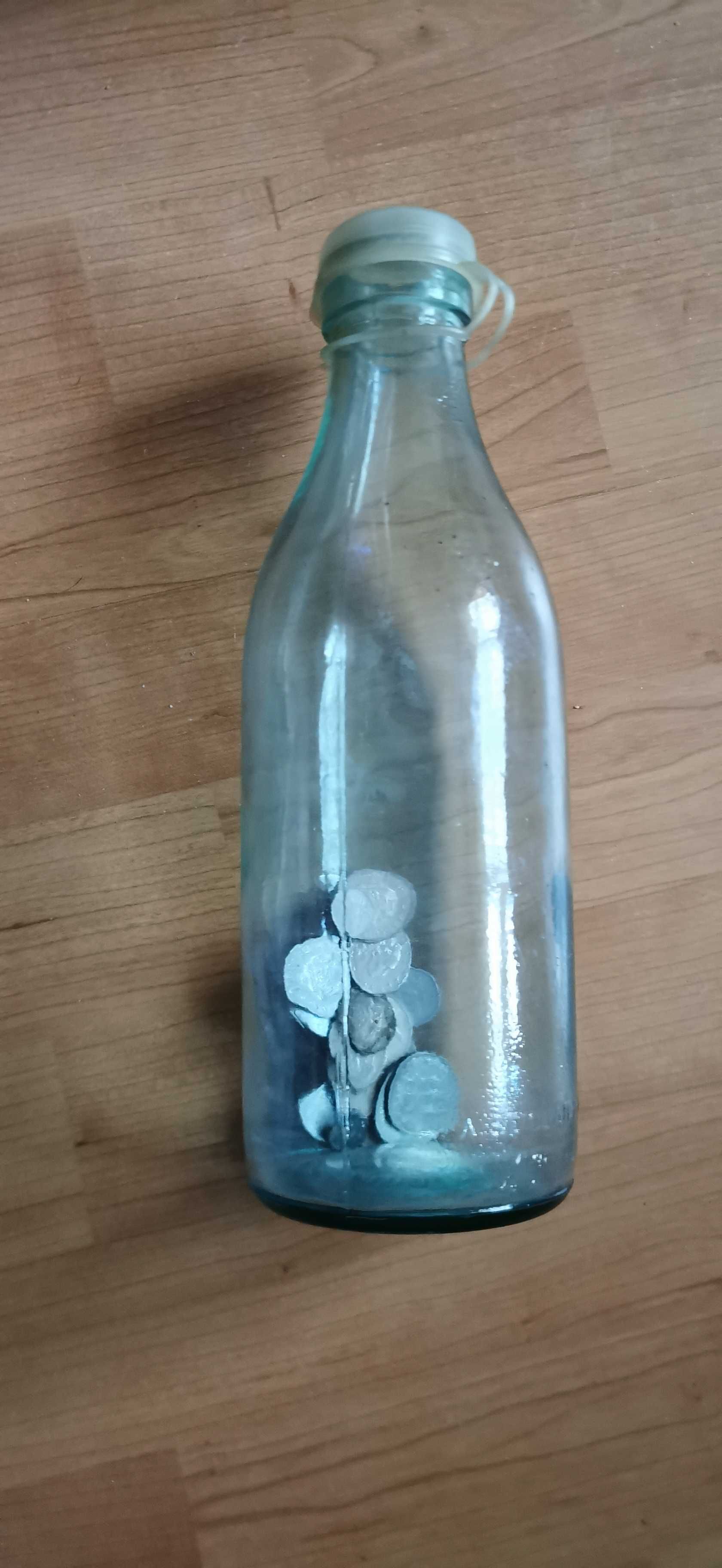sticla pentru lapte 1L cu monezi vechi comuniste