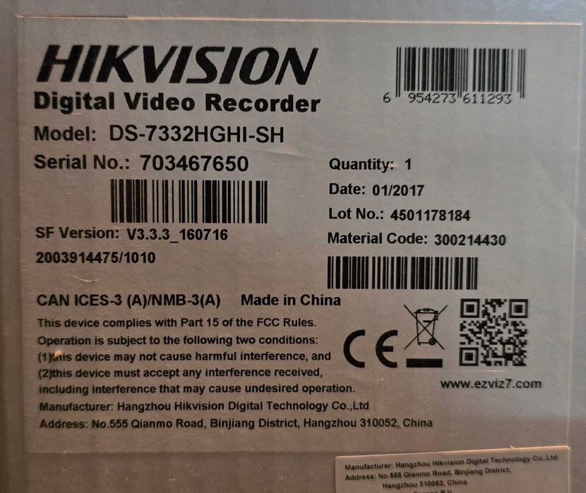DVR Hikvision DS-7332HGHI-SH