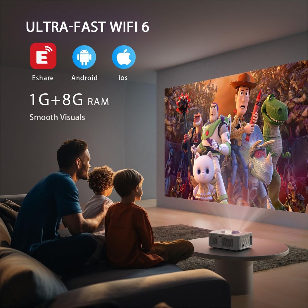 Преносим Филмов Проектор за открито HORLAT 4K-25000lm/5G/WiFi 6/BT 5.2