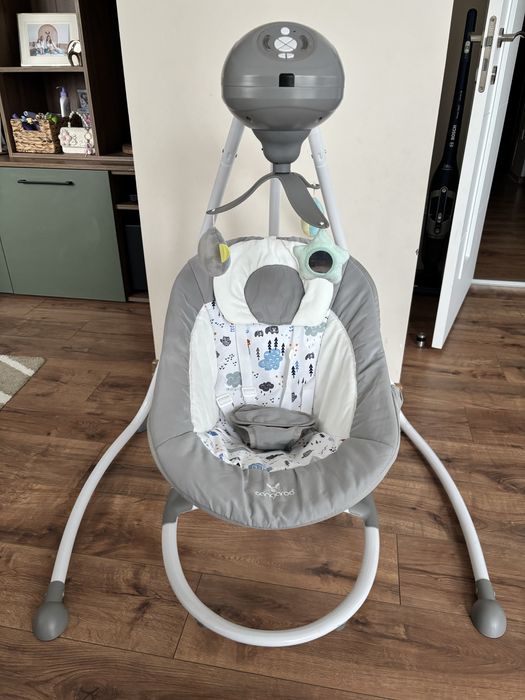 Cangaroo Бебешка електрическа люлка Woodsy сива .