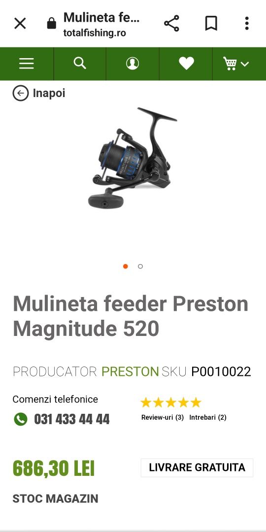 Mulinetă feeder Preston Magnitude 520
