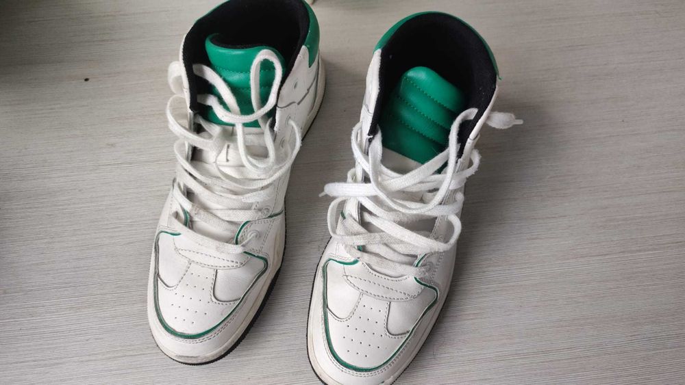 Adidasi / Tenisi Zara piele naturala alb cu verde