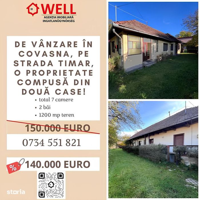 De vânzare în Covasna o proprietate compusă din două case!