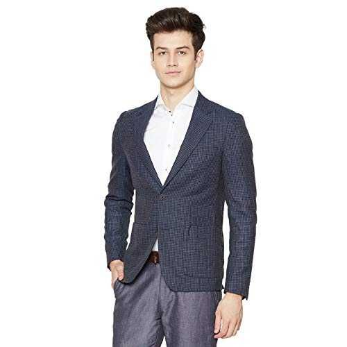 Sacou blazer slim 46 S premium Bruun & Stengade NOU lana albastru