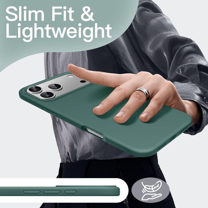 Матов силиконов кейс за apple iphone 17 pro max - тъмно зелен