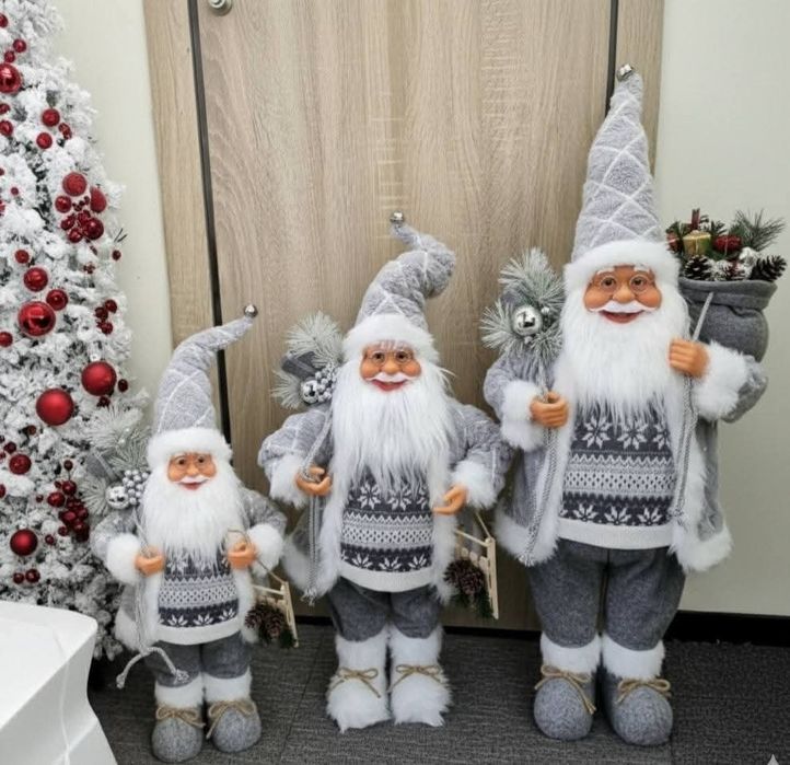 Декоративен Дядо Коледа в сиво   уют топлина и празничен дух у дома