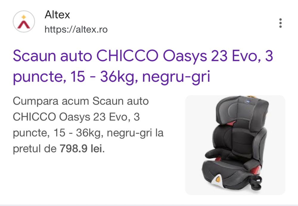 Scaun auto Chicco Oasys 23 Evo 3-12 ani