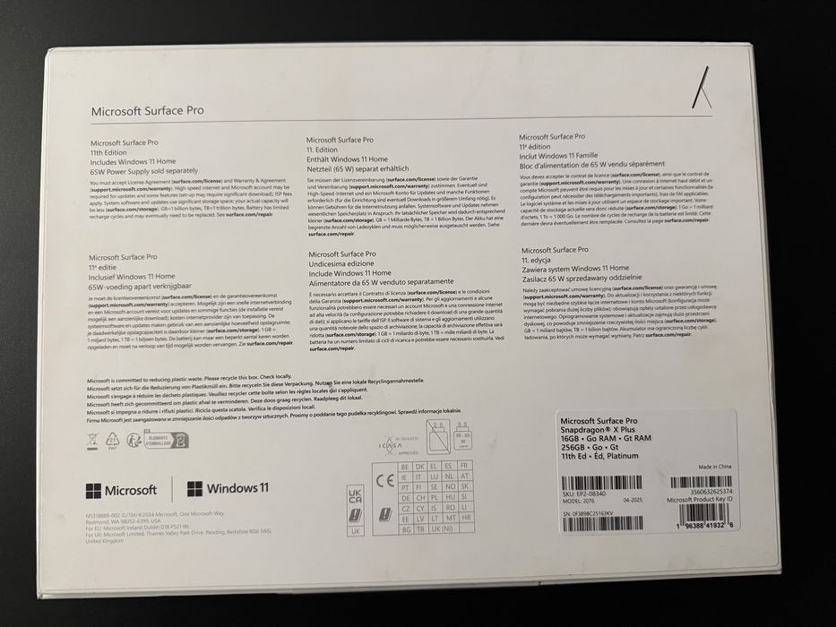 Laptop Microsoft Surface Pro 11 ,Snapdragon X, 16Gb , sigilat !