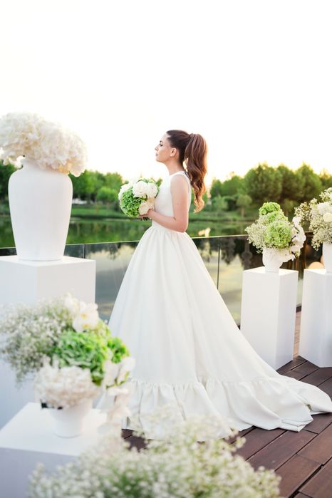 Rochie de mireasa A line, tafta, marimea 38