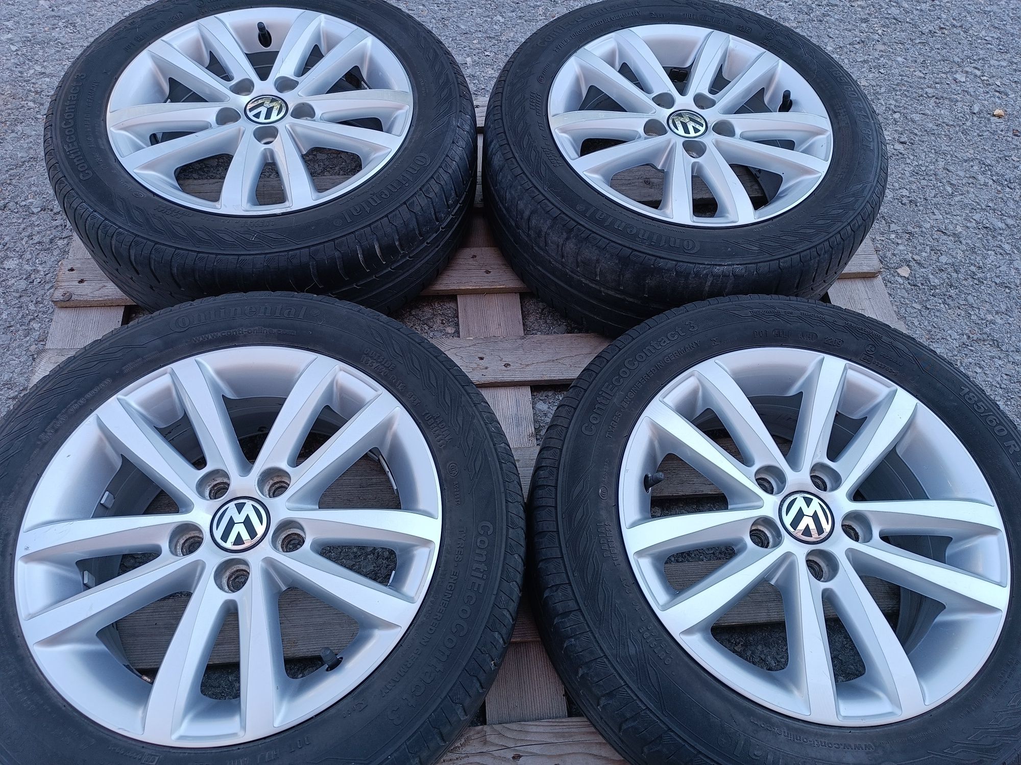 Лети джанти 14ки 5х100 VW + летни гуми 185/60/14 Continental