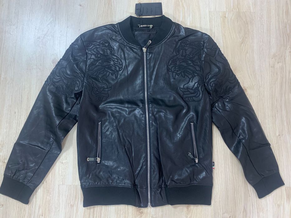 Мъжки яке от черна еко кожа Phillip Plein размер XL
