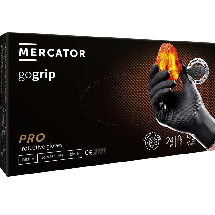 Manusi nitril premium mercator gogrip negru pentru mecanici, marimea x