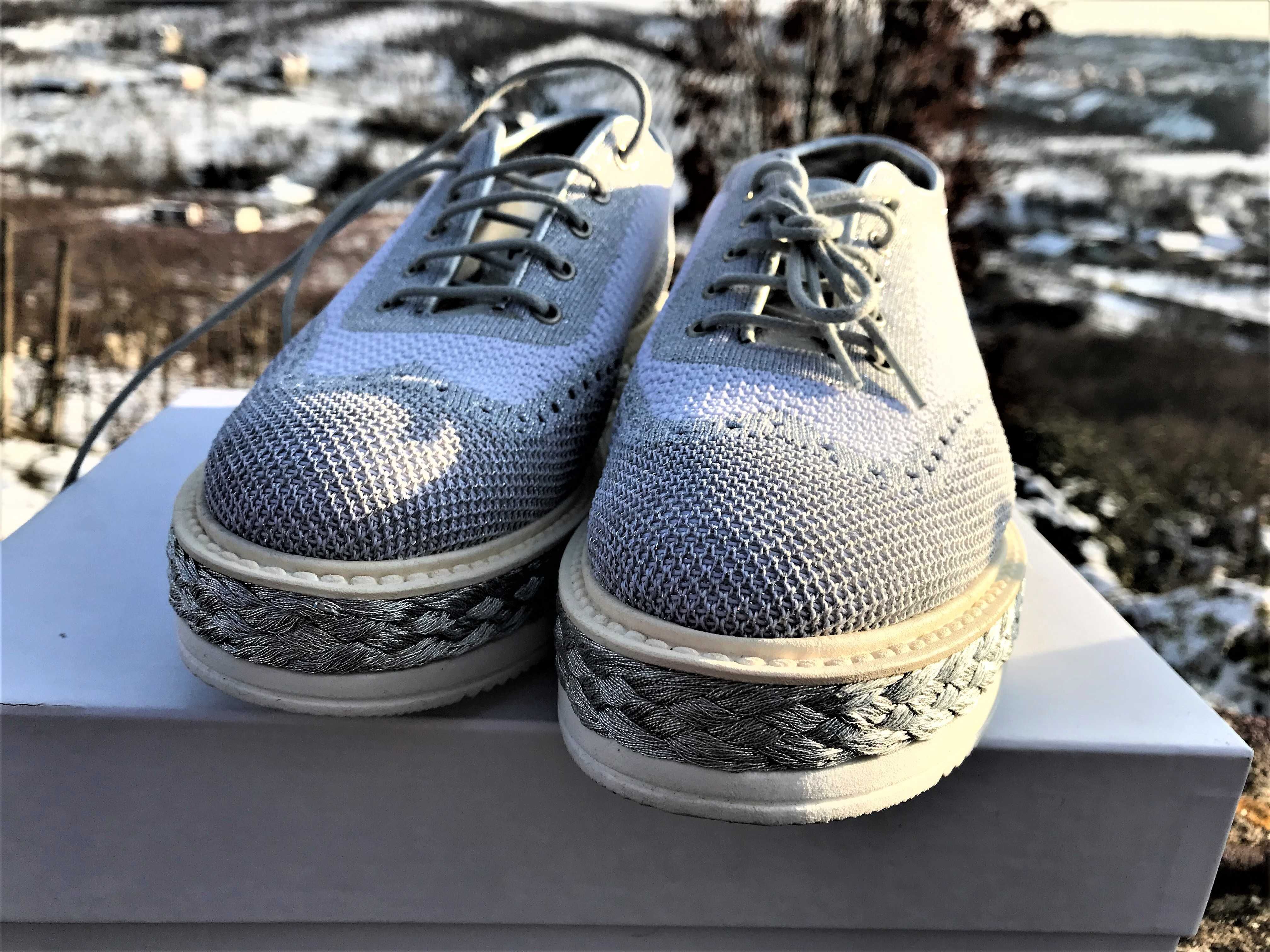 Pantofi dama baldinini cu siret, marimea 37, culoare argintie