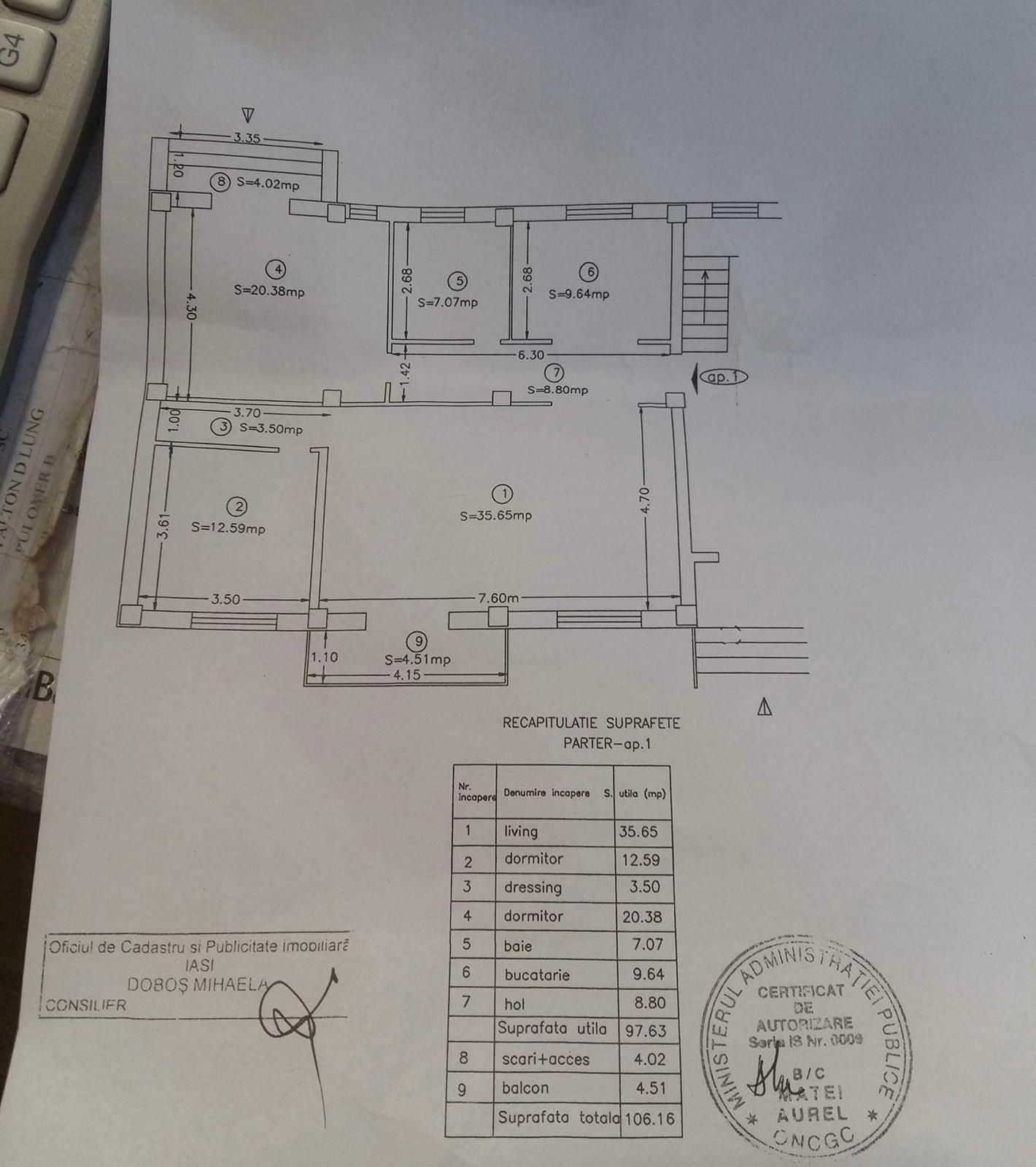 Vând apartament trei camere