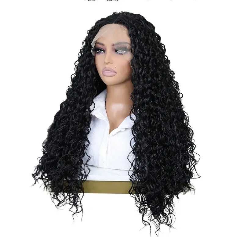 Дантелена черна къдрава перука лейс фронт 13*4*1 Lace Front Wig