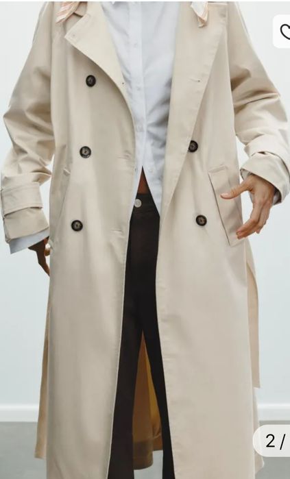 Дълъг Нов тренчкот ZARA с шал. Размер L/M