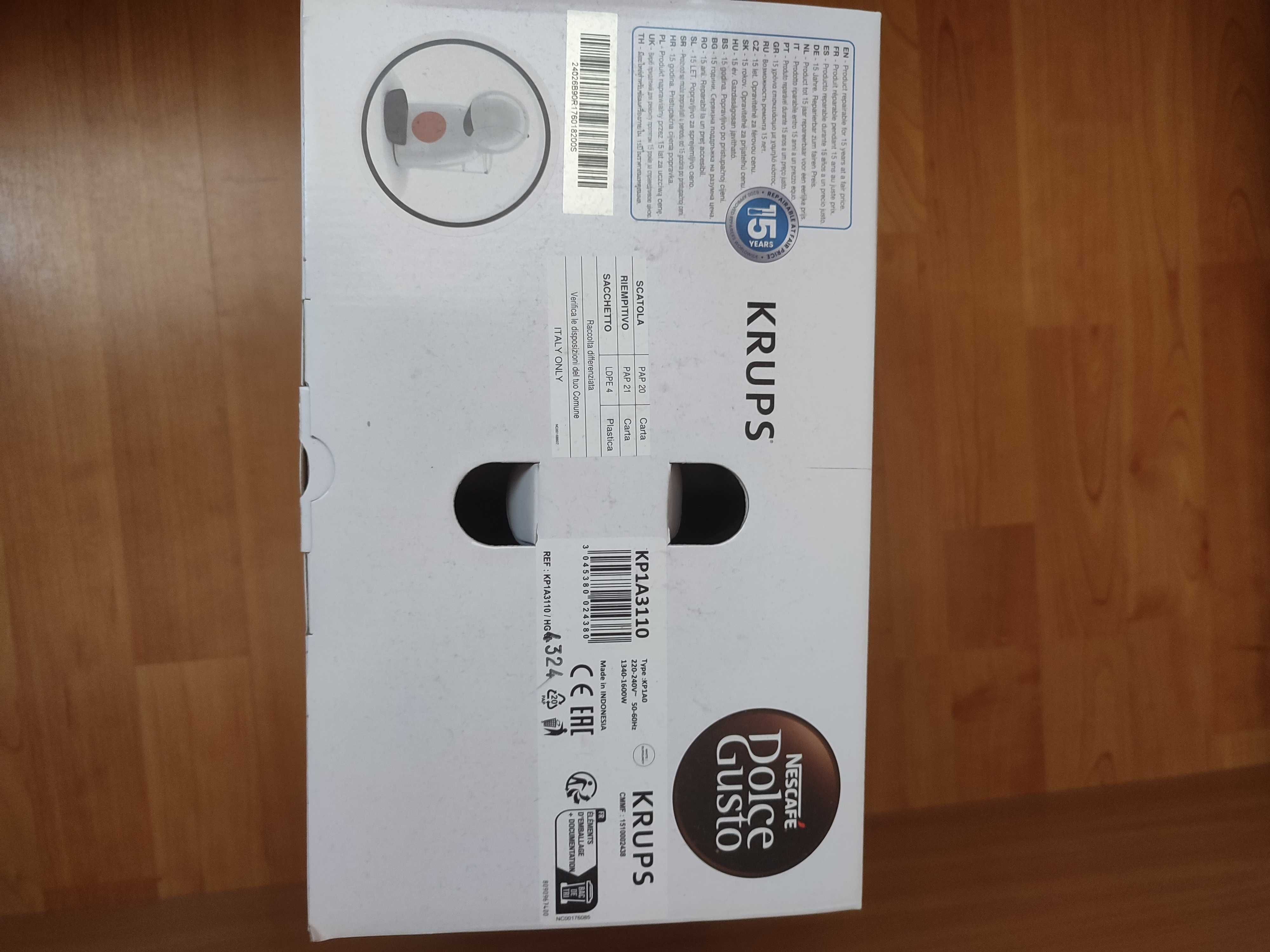 Кафемашина с капсули Krups Piccolo XS White KP1A01/ Бяло