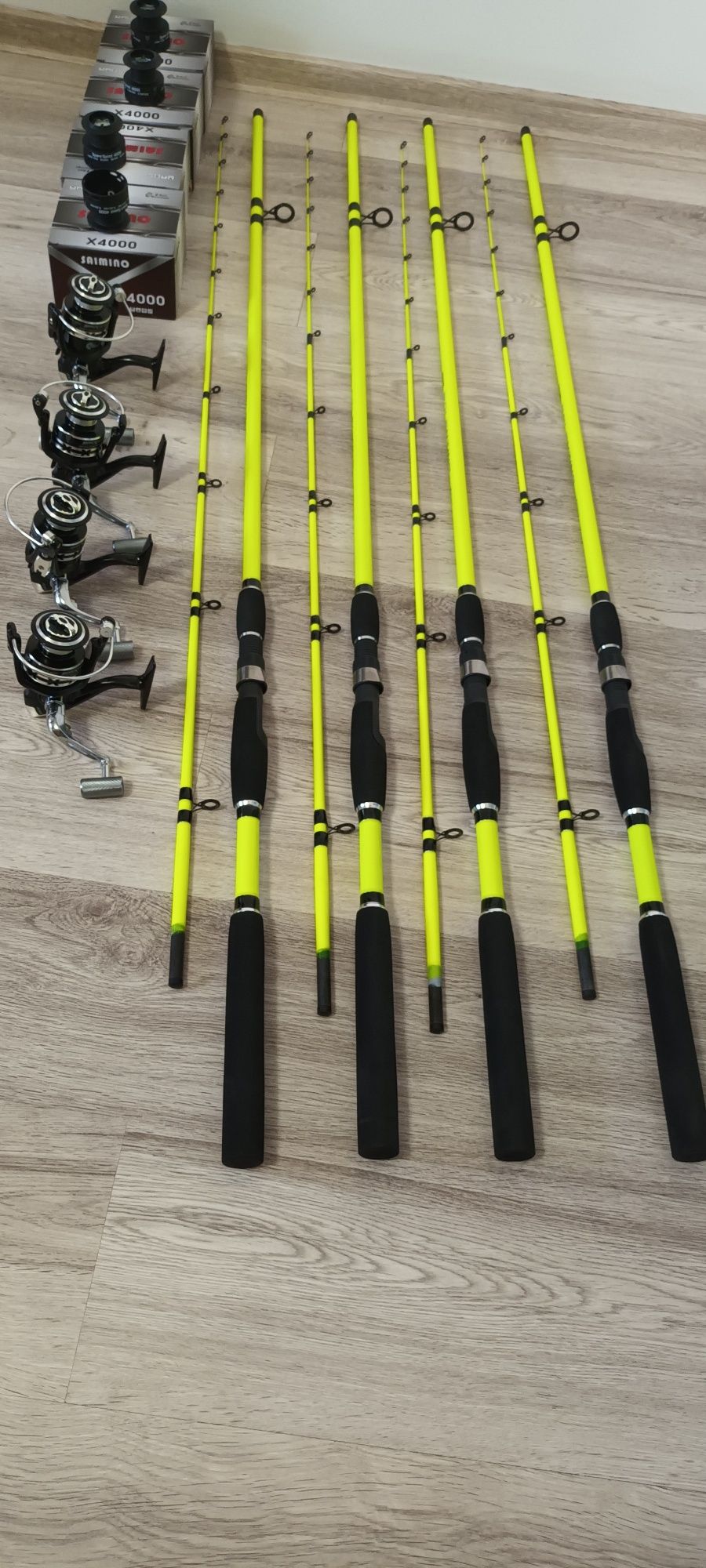 SET 4 Lansete Feeder 2.4m ROBINHAN Bolentino + 4 Mulinete X4000