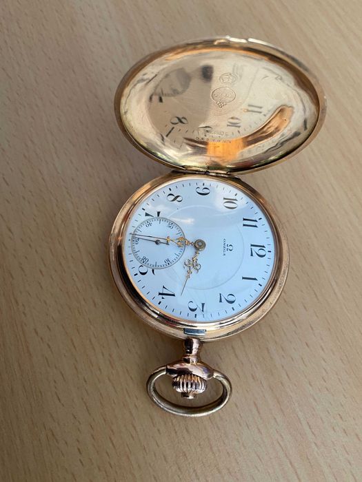 Ceas vechi de buzunar Omega carcasa Aur 14K Swiss