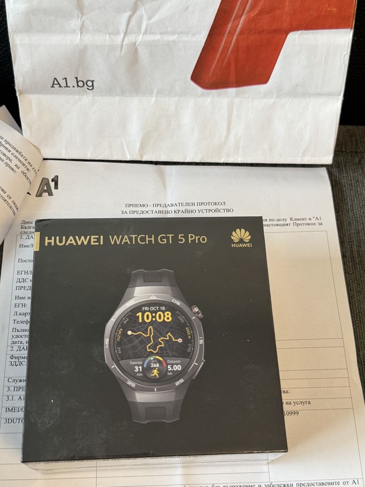 ЗАПЕЧАТАН 46mm Huawei watch GT 5 Pro A1 Гаранция 2027г. Black
