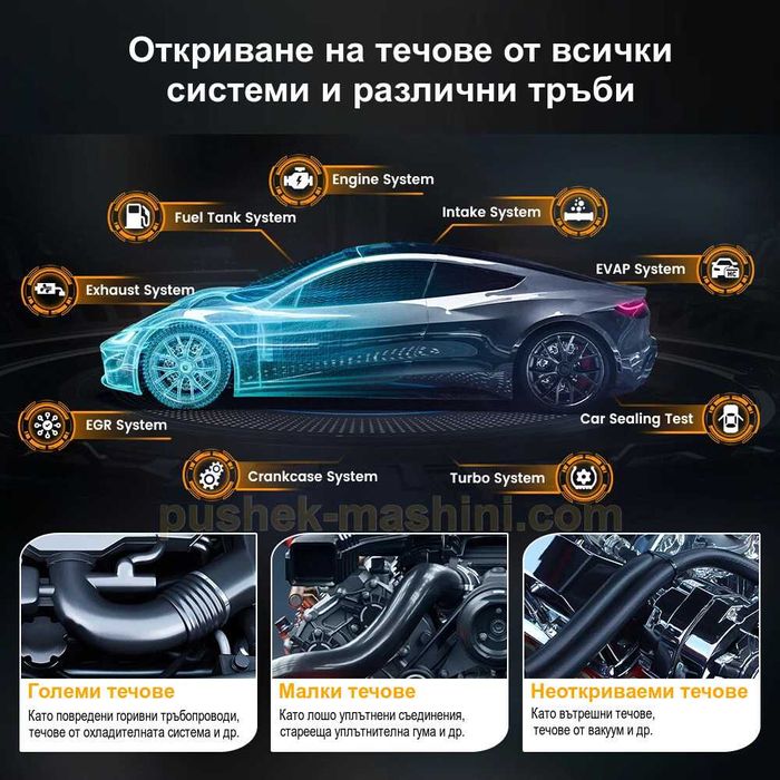 Машина за пушек  | Авто тестер за откриване на течове с въздух и дим