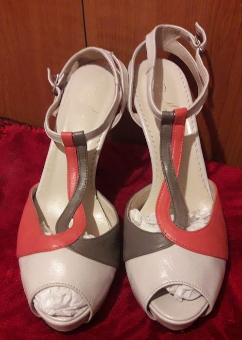 Sandale cu toc piele naturală, Diane Marie