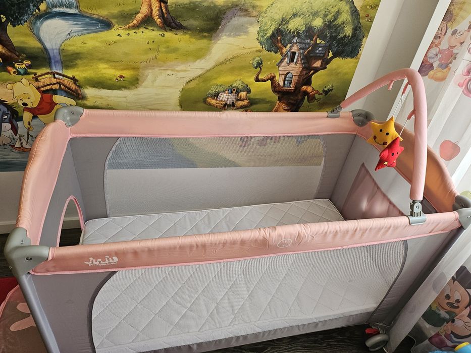 Patut pliant 2 nivele Juju Sleepy Baby, Hunny Bunny+Saltea Nichiduță