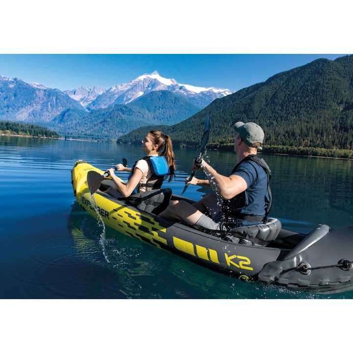 Надуваем двуместен каяк Intex Explorer K2