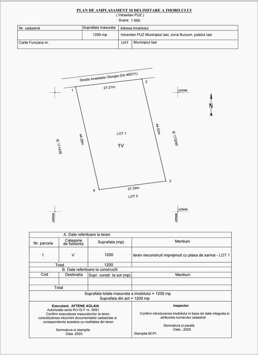 Teren intravilan Bucium 1.200 mp PUZ aprobat utilități Preț sub piață