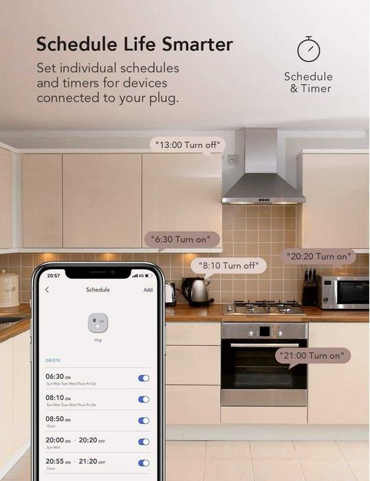 Wi-F,смарт контакти Nooie  съвместим с Alexa, Smart Life и Tuya-4 броя
