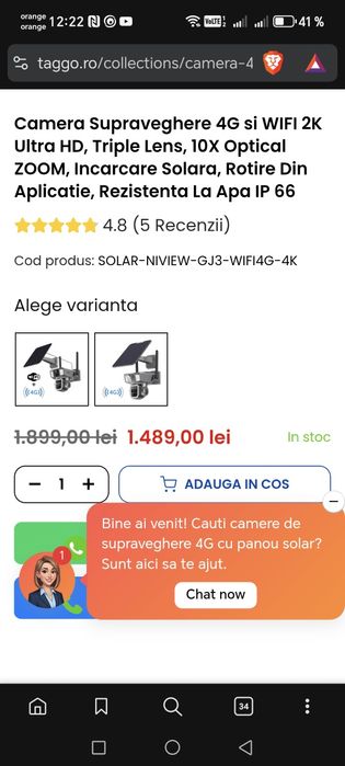 Camera Supraveghere 4G si WIFI 2K Ultra HD, Triple Lens, 10X Optical Z