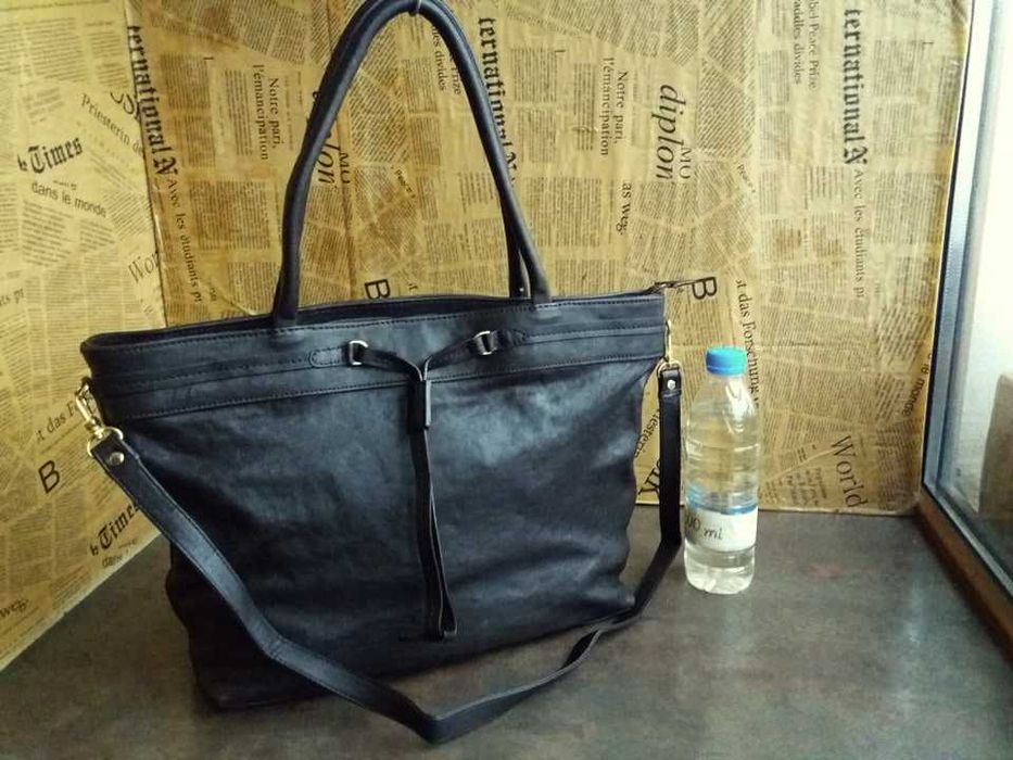 дамска кожена чанта,тъмно кафява естествена кожа