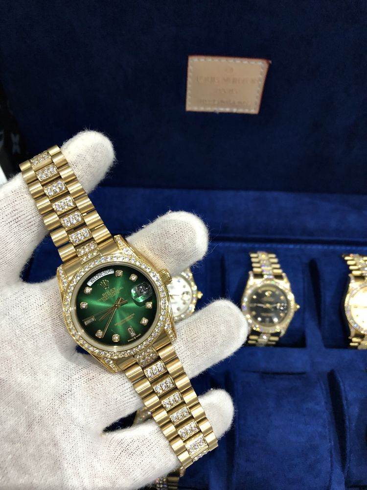 Rolex Daydate 36 mm Green / Diamond