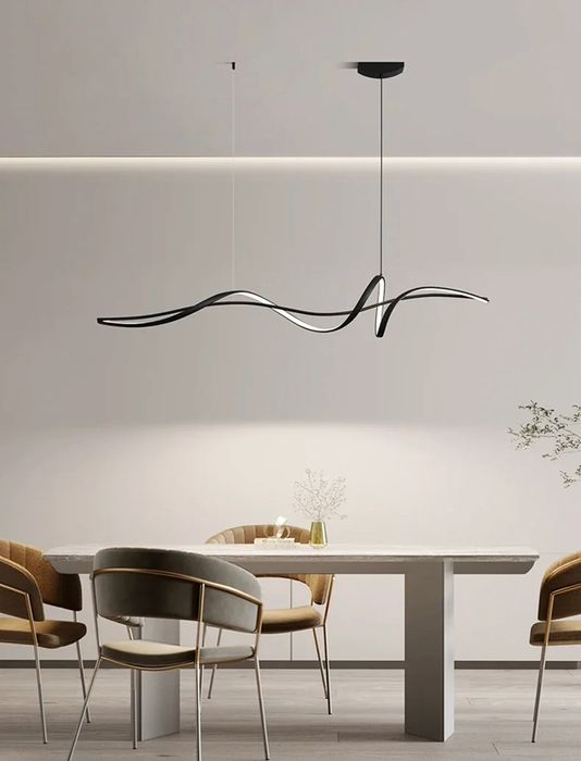 Черна LED висяща лампа за трапезария, висяща, димируема с дистанционно